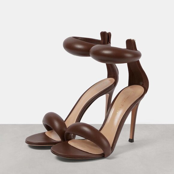 Gianvito Rossi Bijoux 105 Puffy Ankle Strap Leather Sandals Heels Shoes - Picture 1 of 16